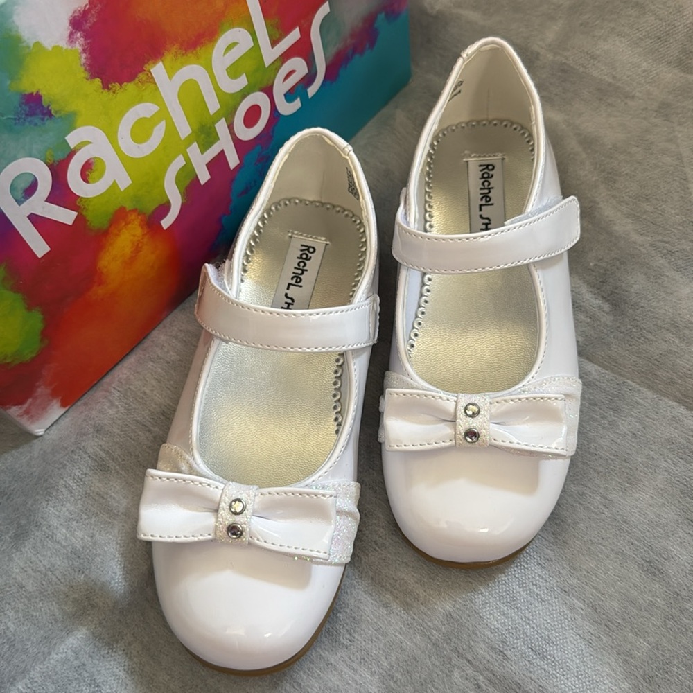 RACHEL SHOES Girl’s Monica Patent Mary Jane Shoes, 11M White